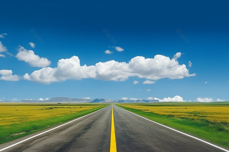 蓝天白云下的草原公路路面风光背景,高清,摄影图,摄影图片,图片大全,摄影图免费下载